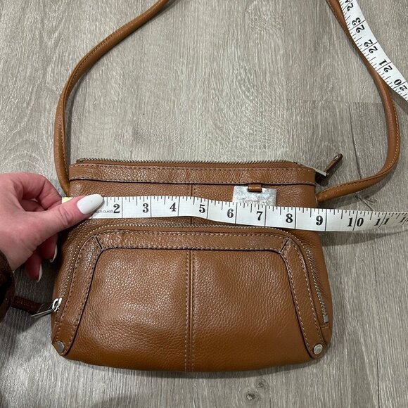 Tignanello Brown Tan Leather Crossbody Bag Small Purse - Picture 7 of 9